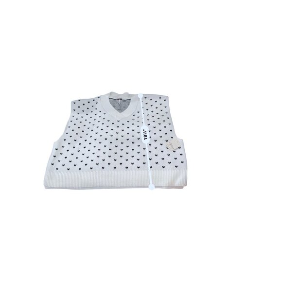 Free People East Street Ivory & Black Pattern Knit Sweater Boxy Crop Vest M NWT - Picture 4 of 7